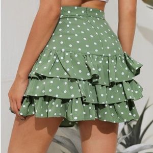Polka Dot Layered Ruffle Skirt